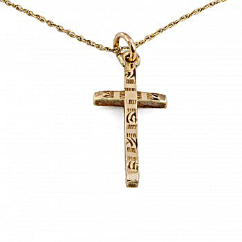 9ct gold 2.4g 18 inch Cross Pendant with chain